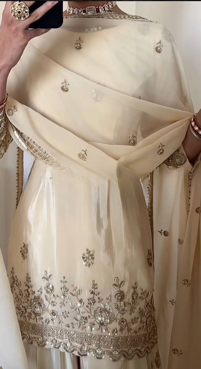 The Cinematic Cream Embellished Suit